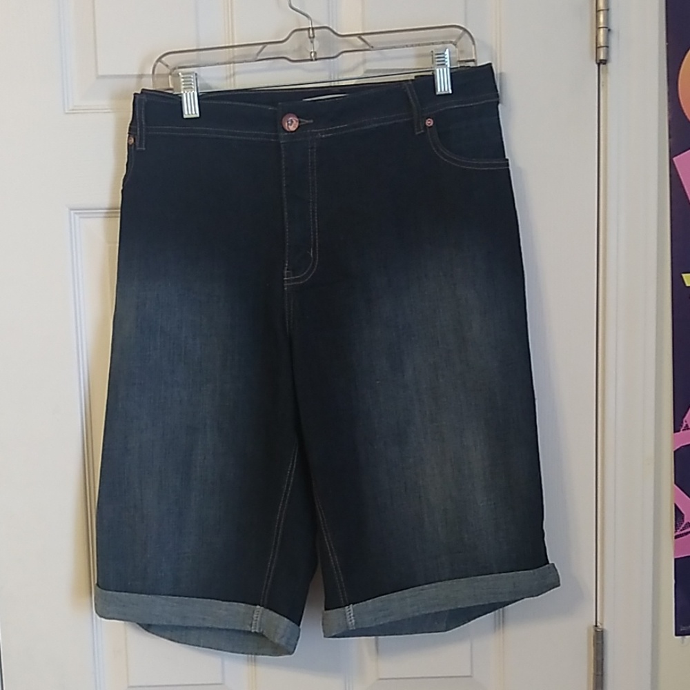 Denim knee length shorts